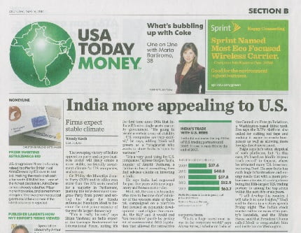 USA Today Article India More Appealing to US